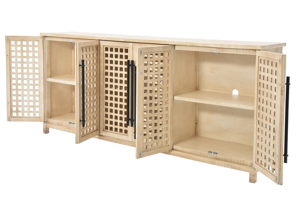Crested Six-Door Entertainment Console, Champagne